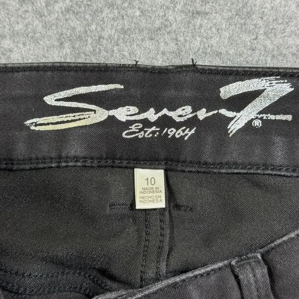 Seven7 Skinny Crop Jeans Womens 10 Black High Rise Stretch Faded Denim